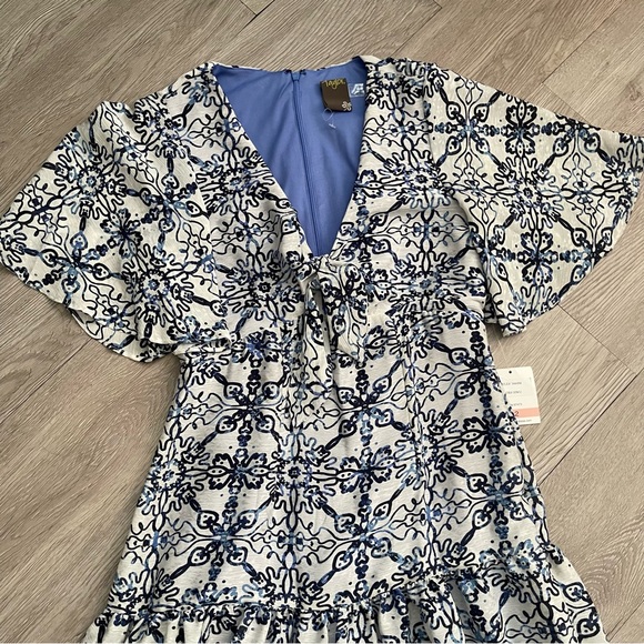 Taylor Blue Jacquard Dress size 2 - Picture 2 of 13